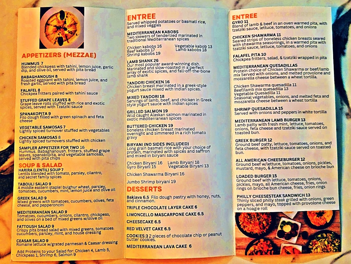 Menu Habiba Babas Indian / Mediterranean Restaurant-1