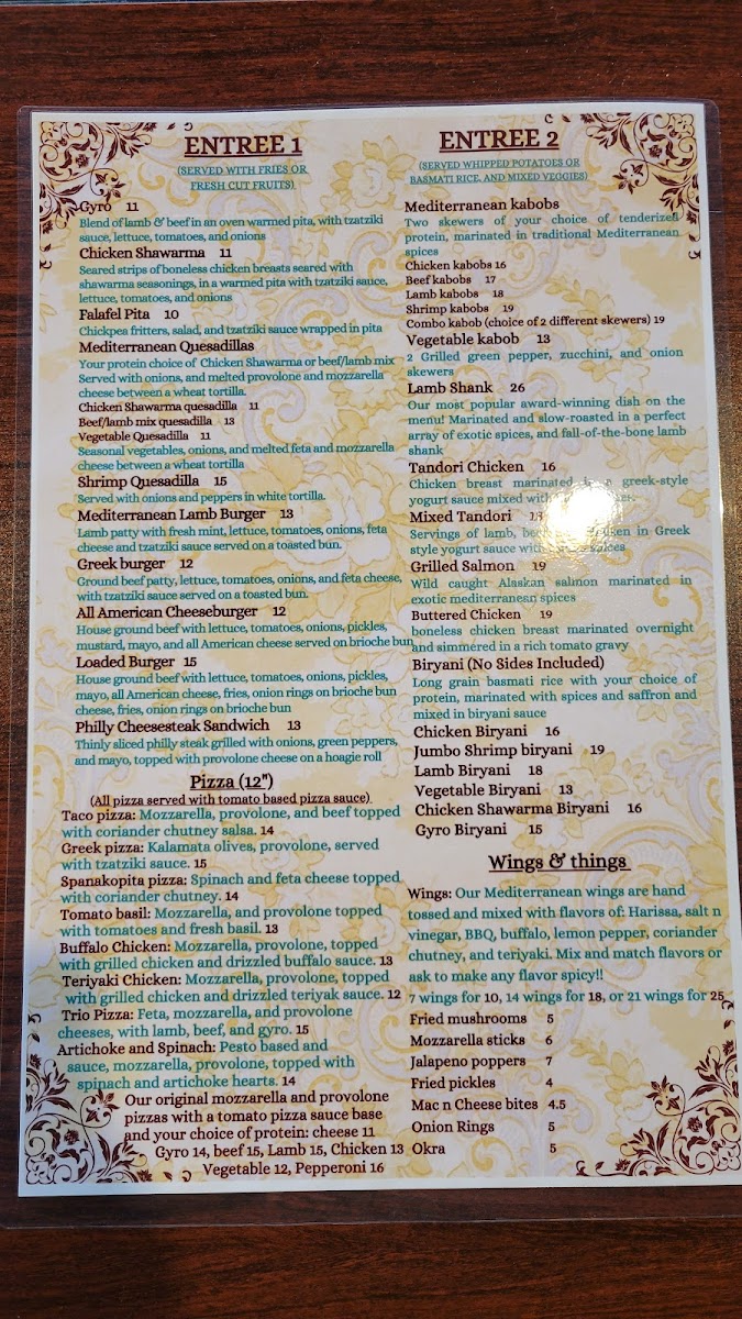 Menu Habiba Babas Indian / Mediterranean Restaurant-2